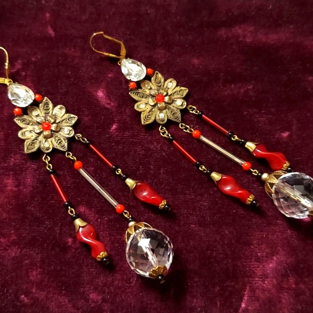 Antique Art Nouveau Glass Earrings